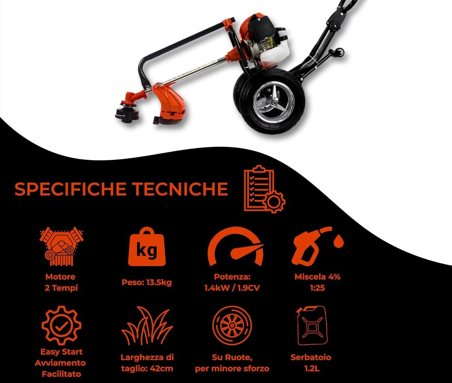 Decespugliatore a carrozzino dettaglio prodotto