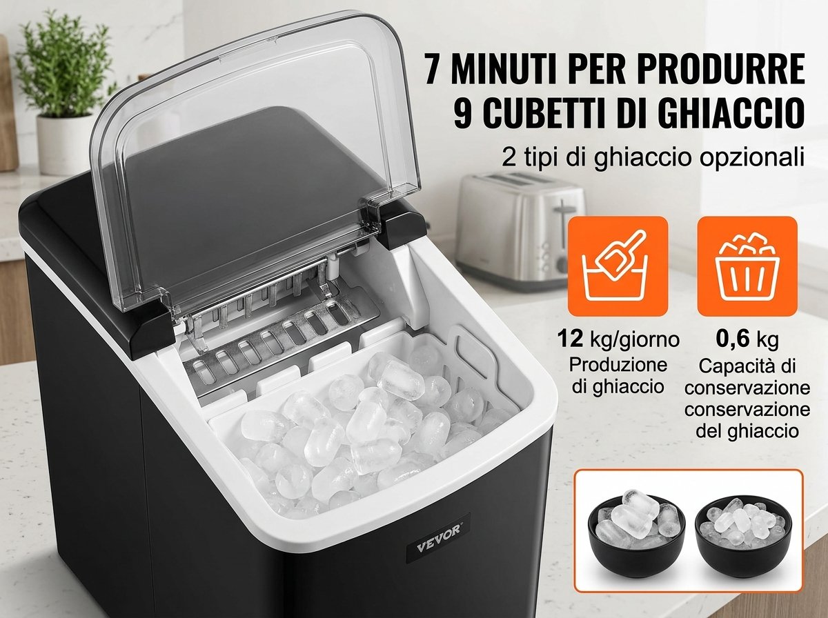 Macchina per ghiaccio portatile con produzione rapida