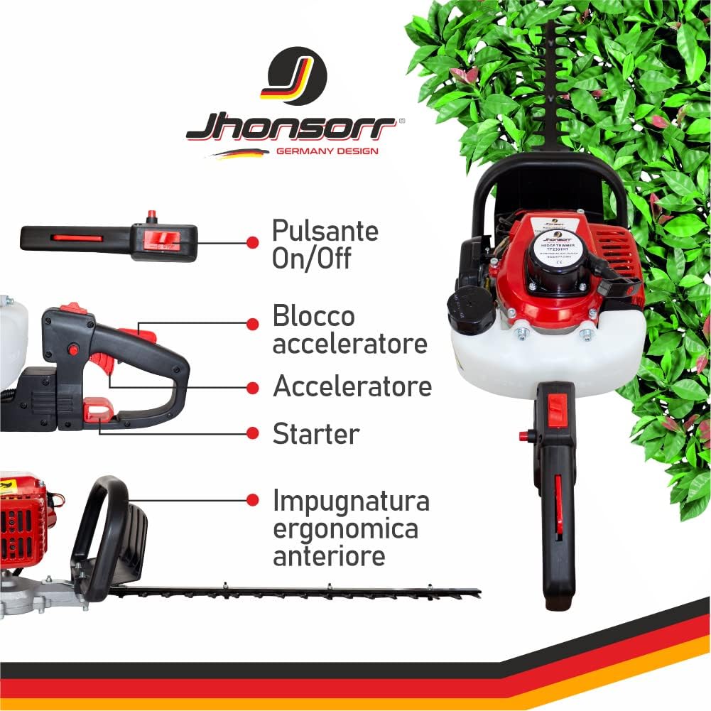 Comandi e impugnatura ergonomica del tagliasiepi