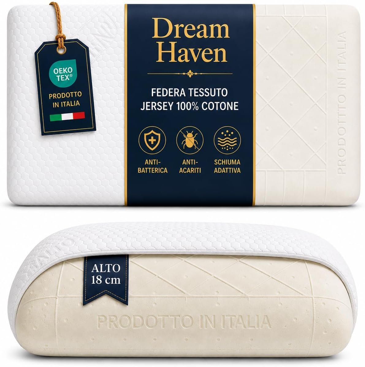 Cuscino Dream Haven alto 18 cm Made in Italy