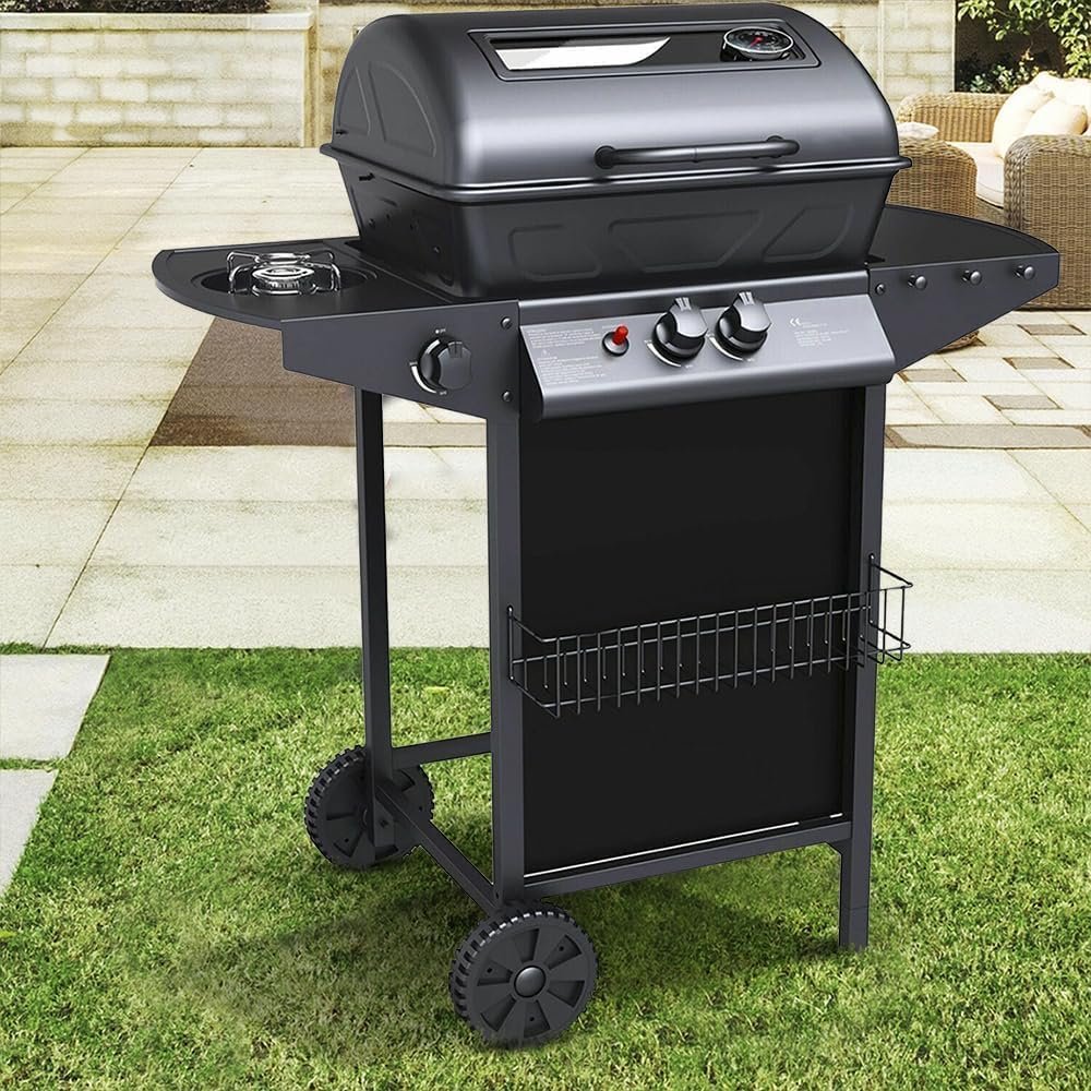 Barbecue con ruote e coperchio