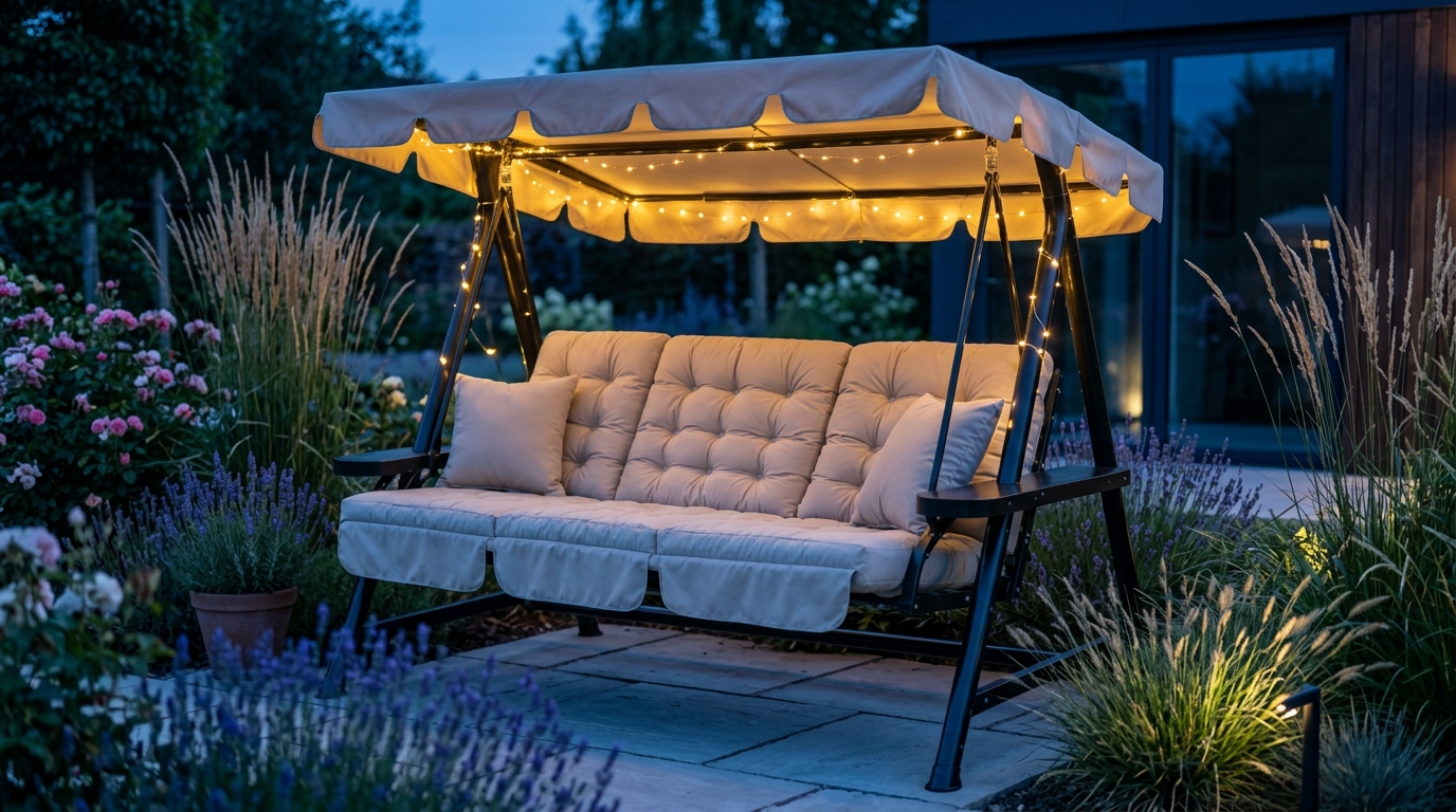 Dondolo atmosfera serale in giardino