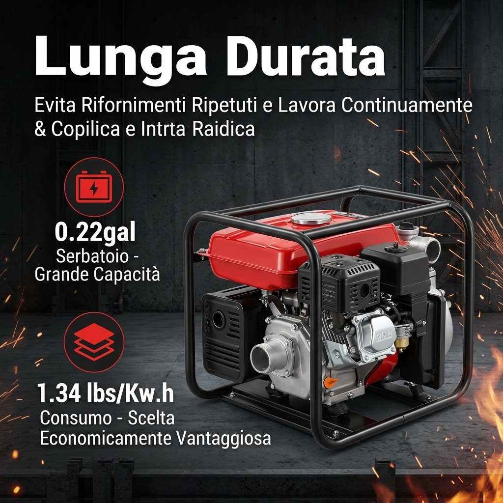 Dettaglio utilizzo motopompa per acqua e irrigazione
