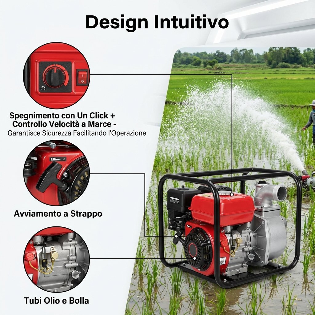 Motopompa in azione per spostamento acqua