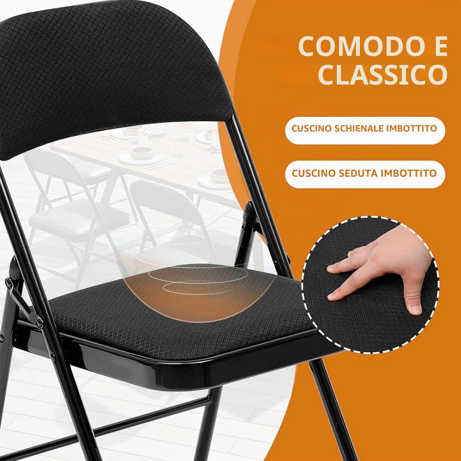 Sedia pieghevole chiusa salvaspazio
