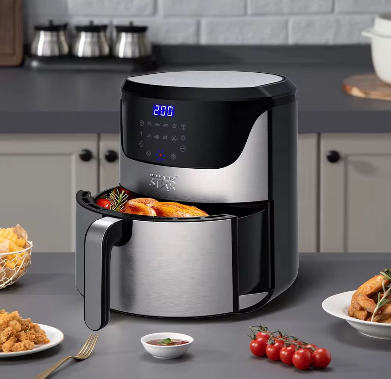 Friggitrice ad aria digitale in cucina