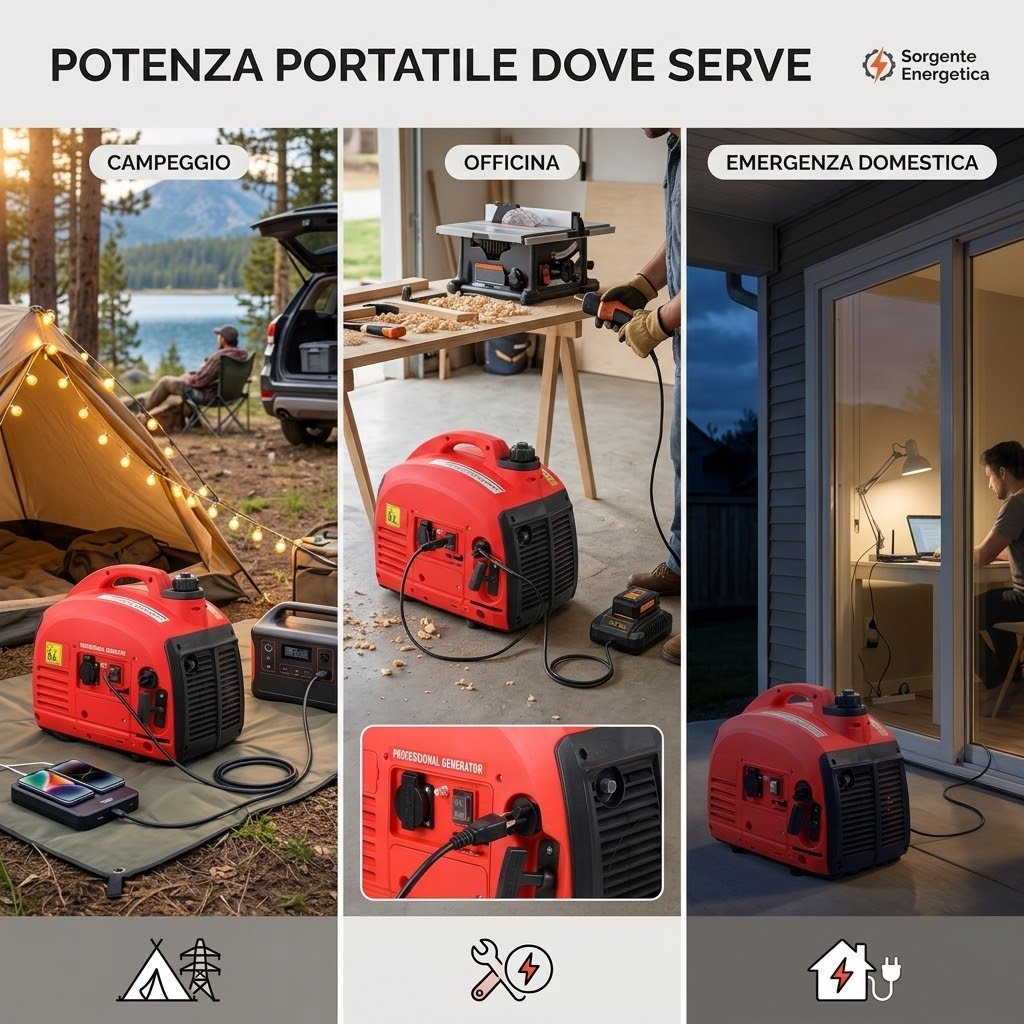 Generatore portatile a benzina rosso e nero
